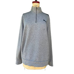 Puma Mens Pullover Sweatshirt Heather Gray Quarter Zip XL